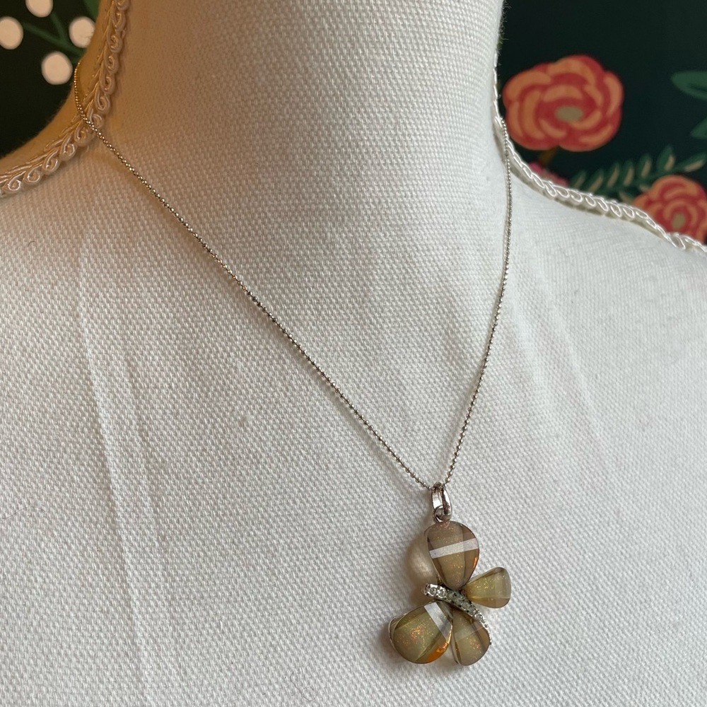 Dainty 90s Crystal Butterfly Necklace